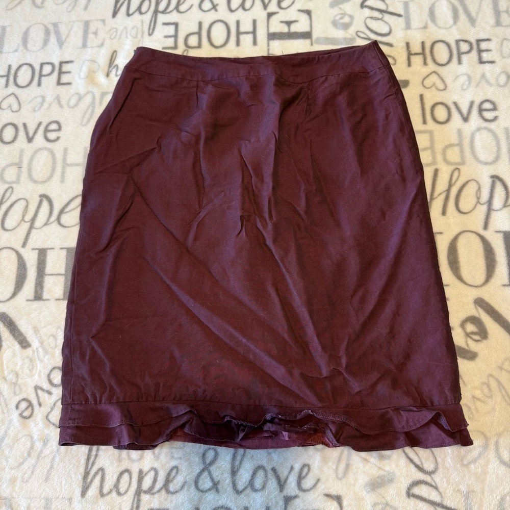 Alain Manoukian | women's 26'' vintage y2k burgundy midi skirt with ruffles - Picture 2 of 6
